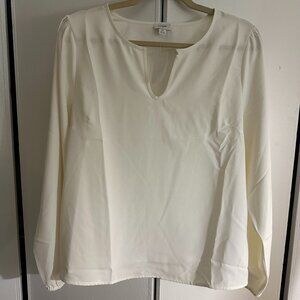 NWT J.Crew Ivory Keyhole Blouse XL | Long Sleeve